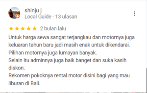 Harga Sewa Motor Bali