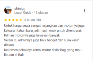 Harga Sewa Motor Bali